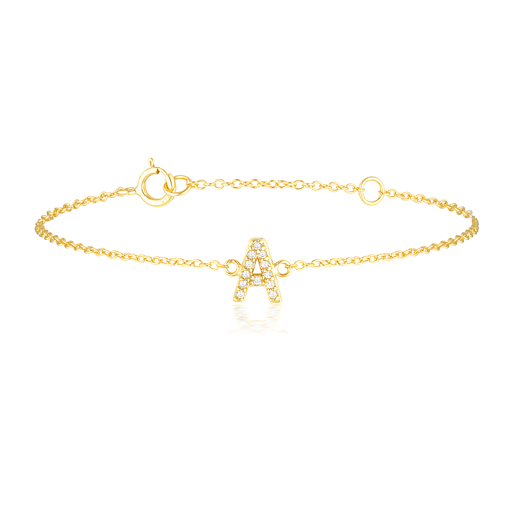 A-Z Bracelet in Gold with Zirconia