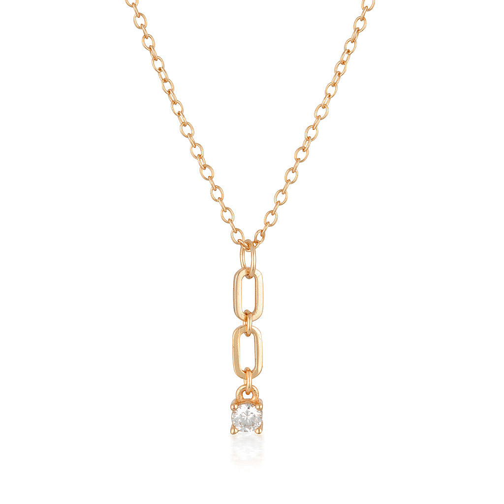 Jacinta Necklace with Zirconia Pendant in Rose Gold