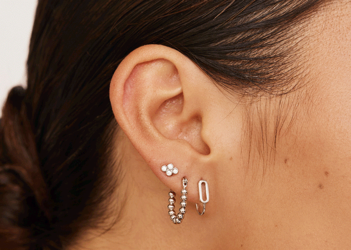 Silver Ear Stack Set