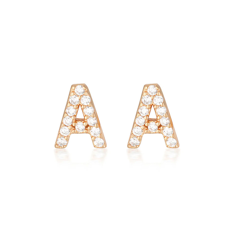 A-Z Letter Earrings Rose Gold