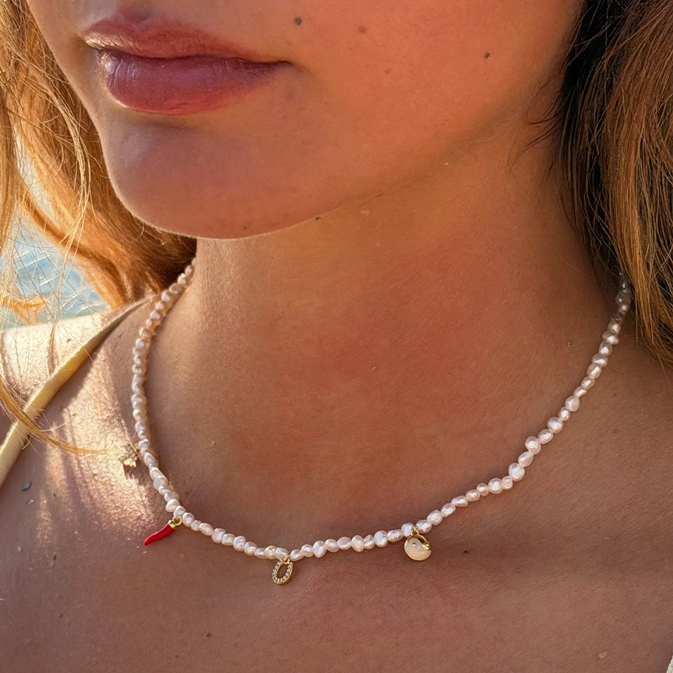 Custom Charm Pearl Necklace