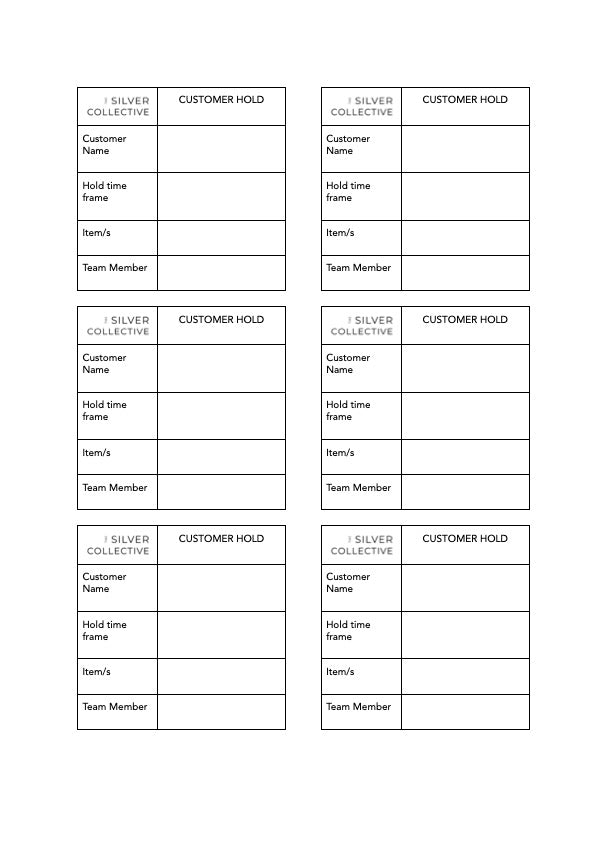 Customer Hold Forms