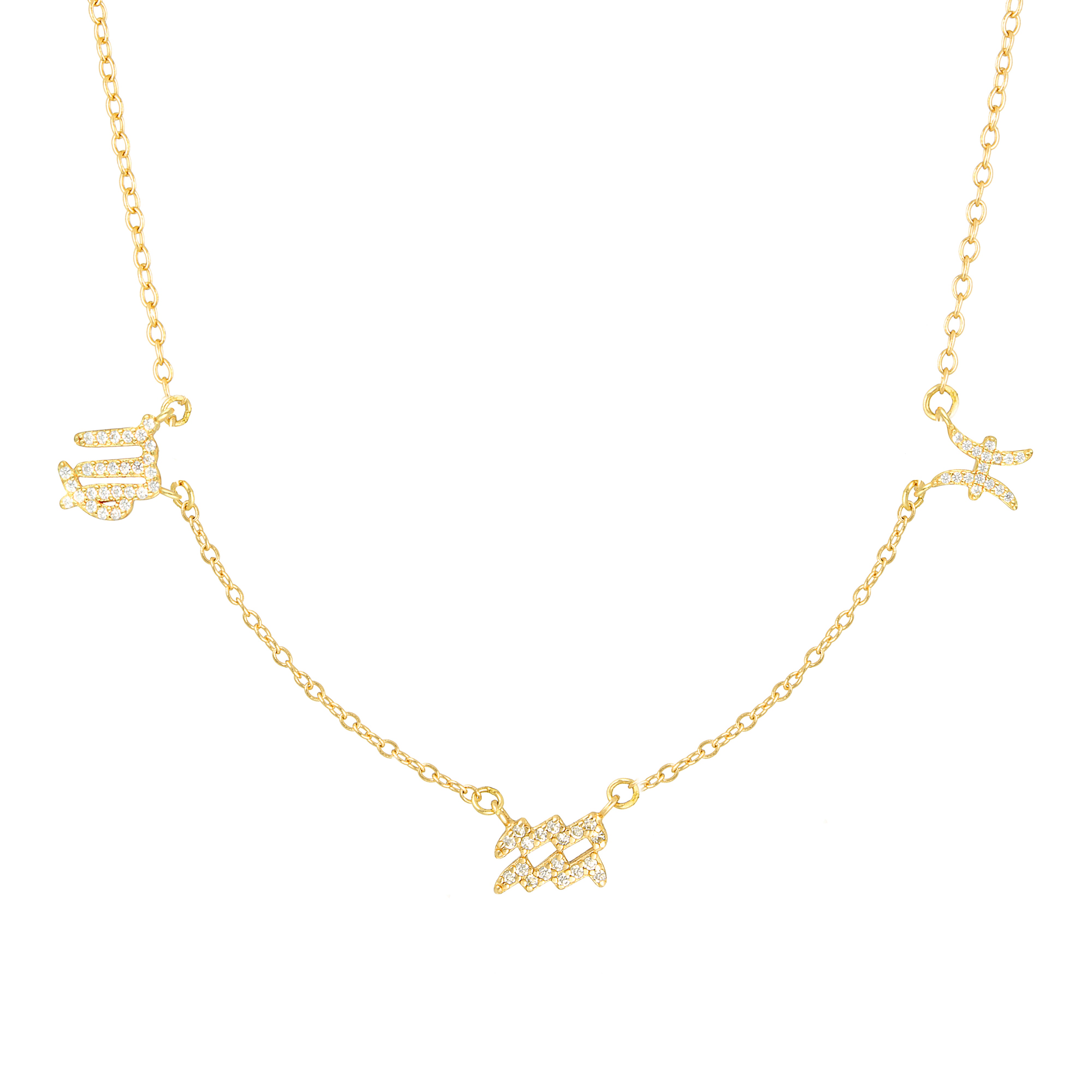 Custom 3 Charm Necklace Gold