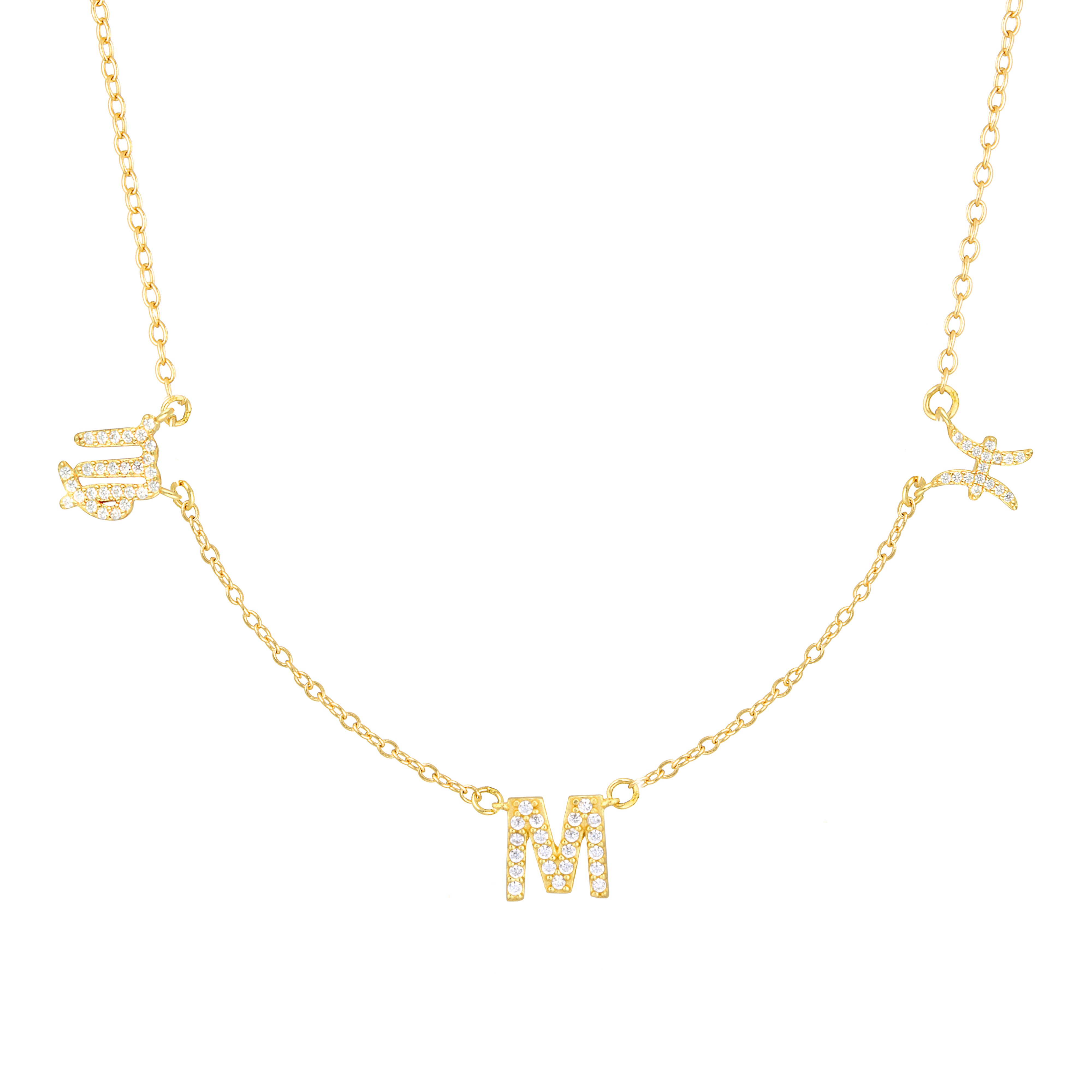 Custom 3 Charm Necklace Gold