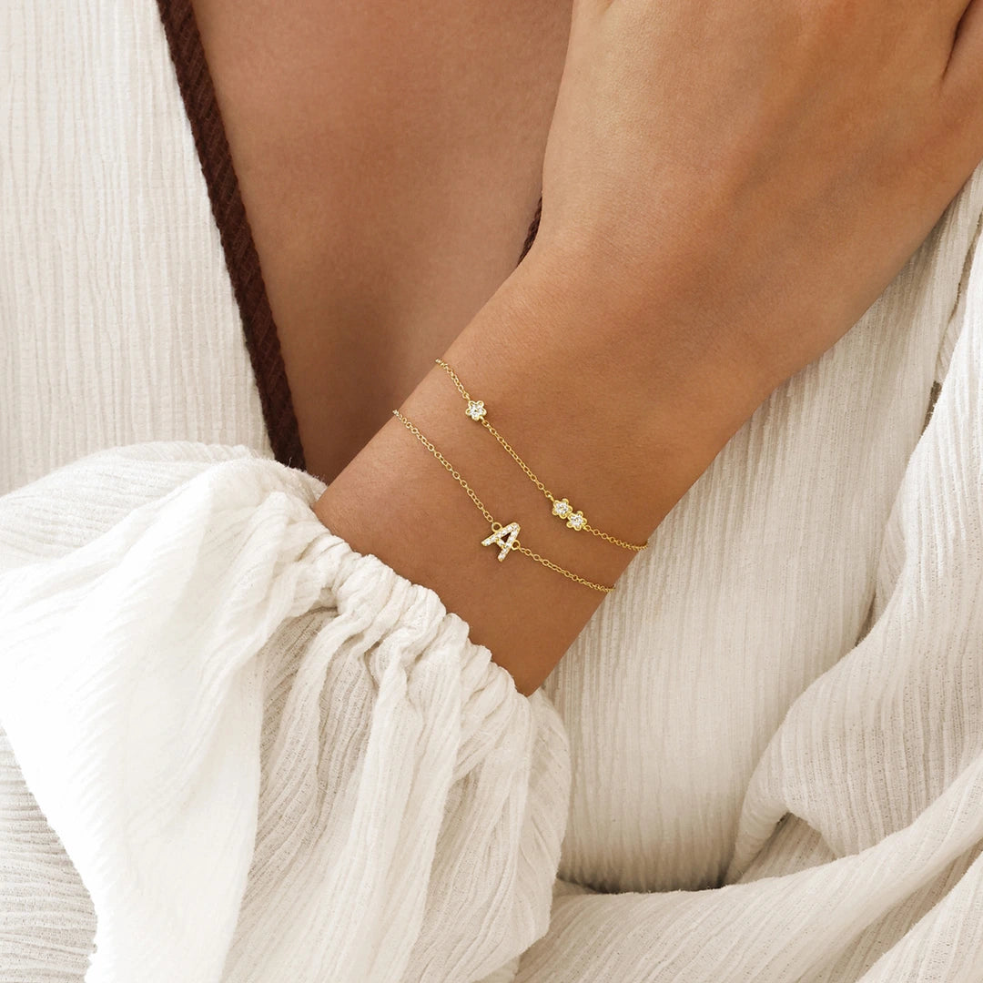 A-Z Bracelet in Silver with Zirconia