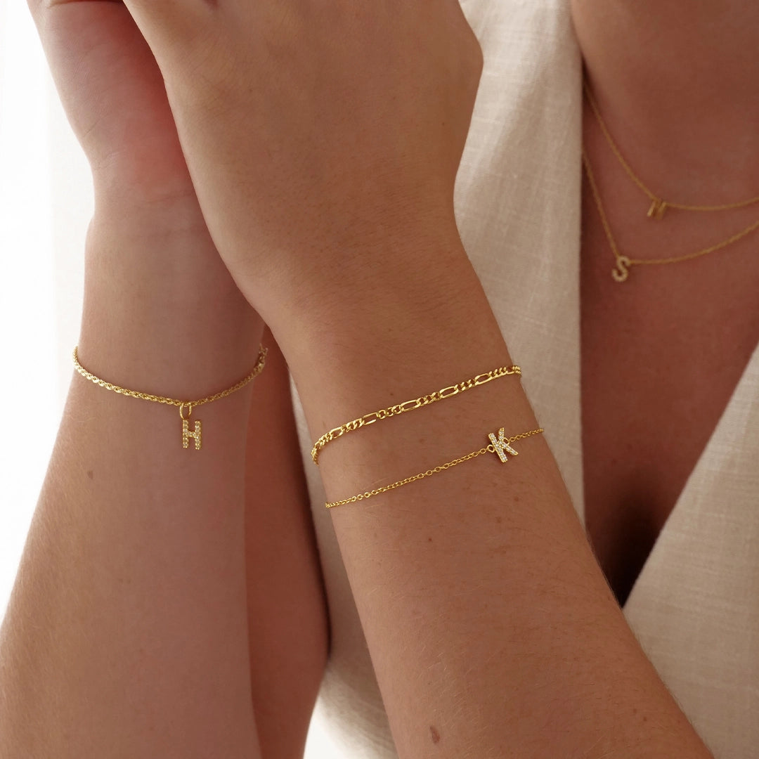 A-Z Bracelet in Silver with Zirconia