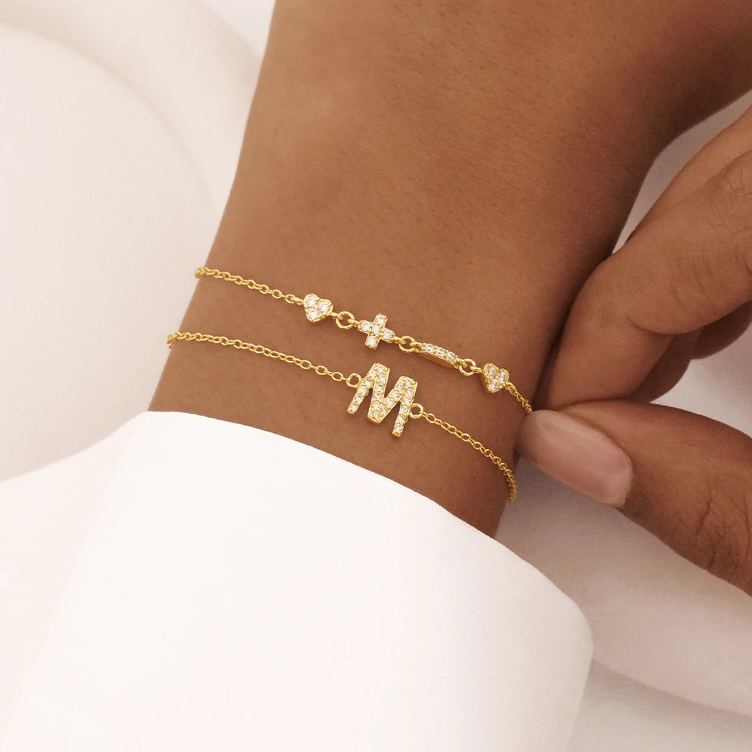A-Z Bracelet in Silver with Zirconia