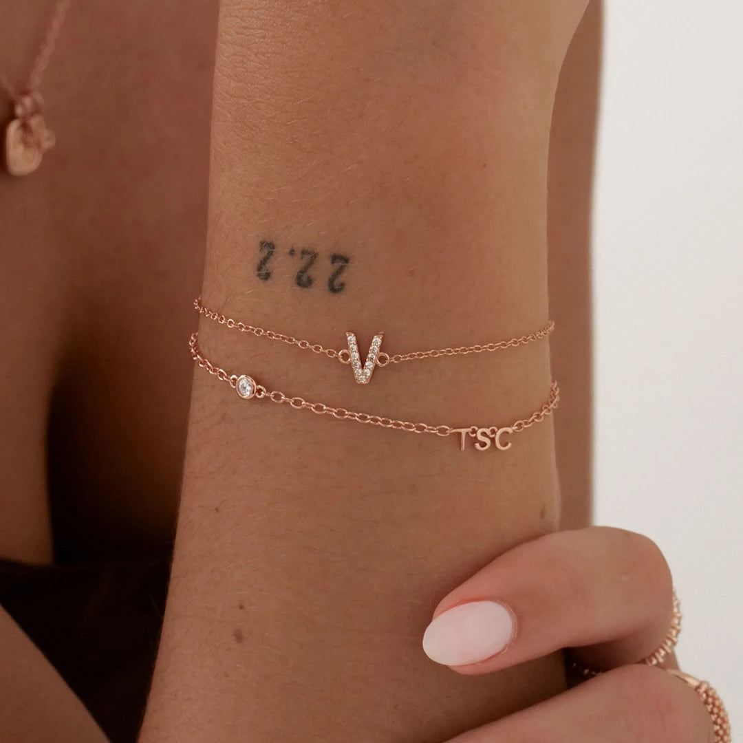 A-Z Bracelet in Silver with Zirconia