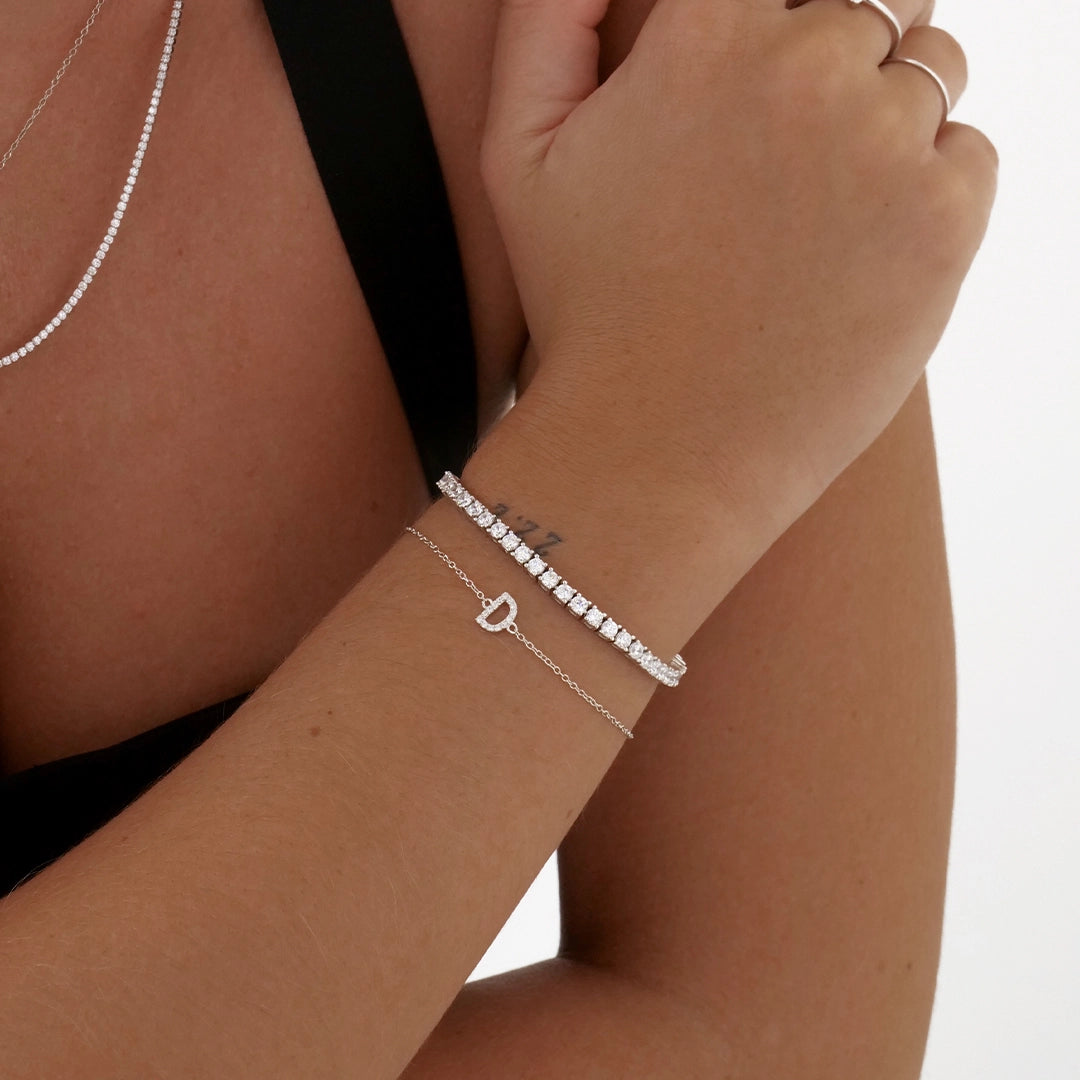 A-Z Bracelet in Silver with Zirconia
