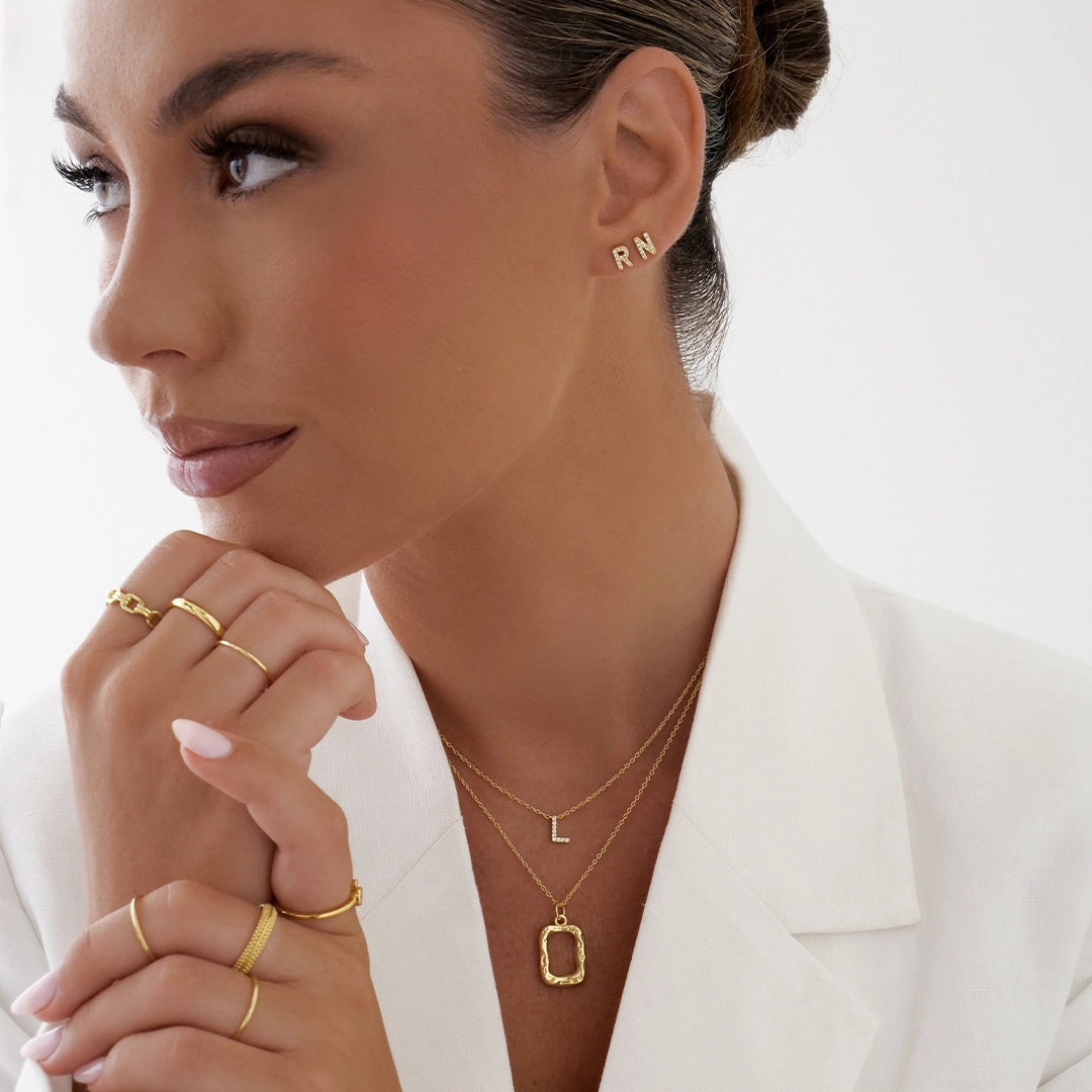 A-Z Letter Earrings Gold
