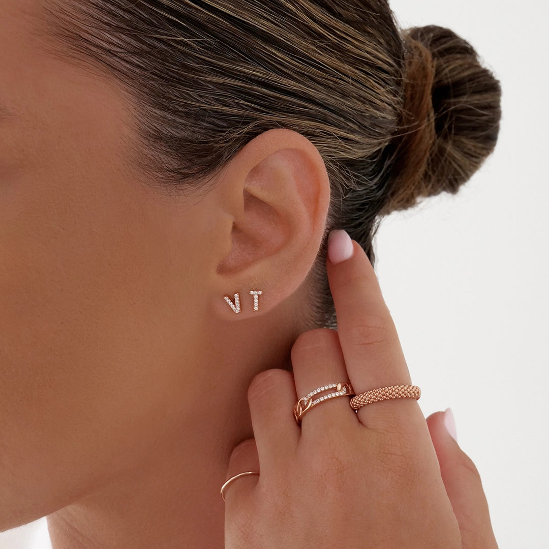 A-Z Letter Earrings Rose Gold