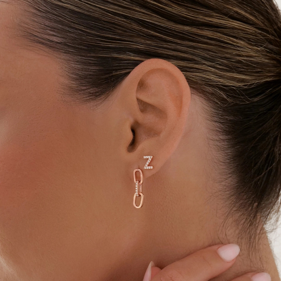 A-Z Letter Earrings Rose Gold