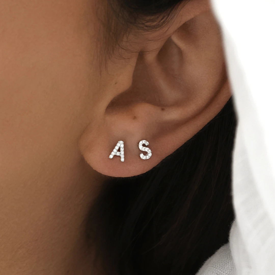 A-Z Letter Earrings Silver