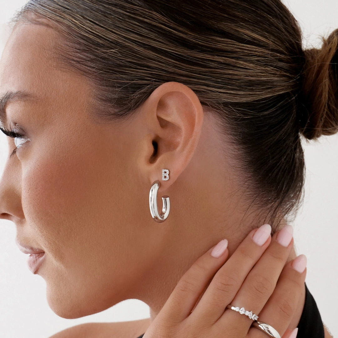 A-Z Letter Earrings Silver