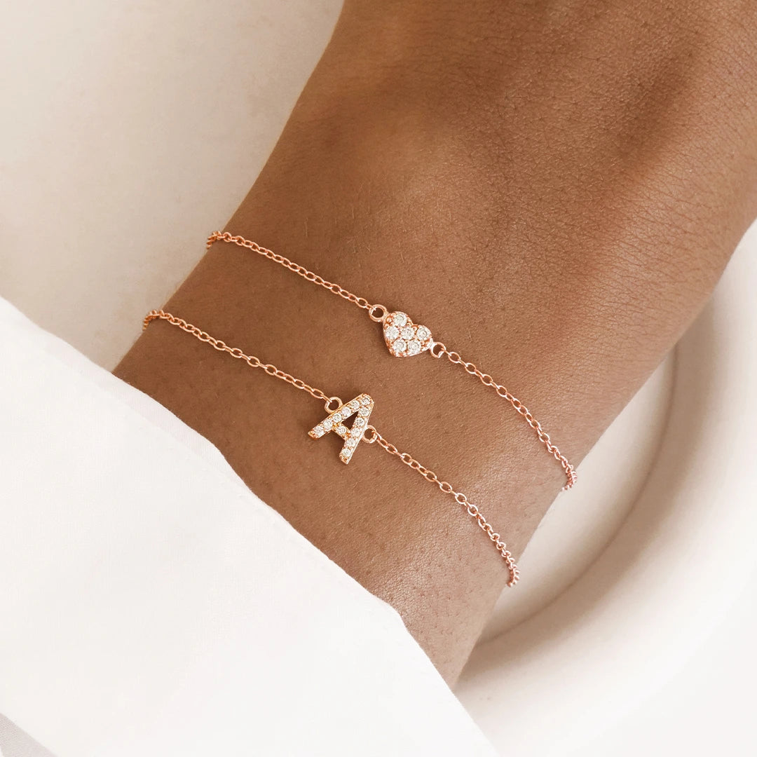 A-Z Bracelet in Silver with Zirconia