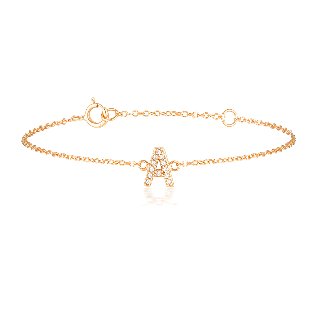 A-Z Bracelet in Rose Gold with Zirconia