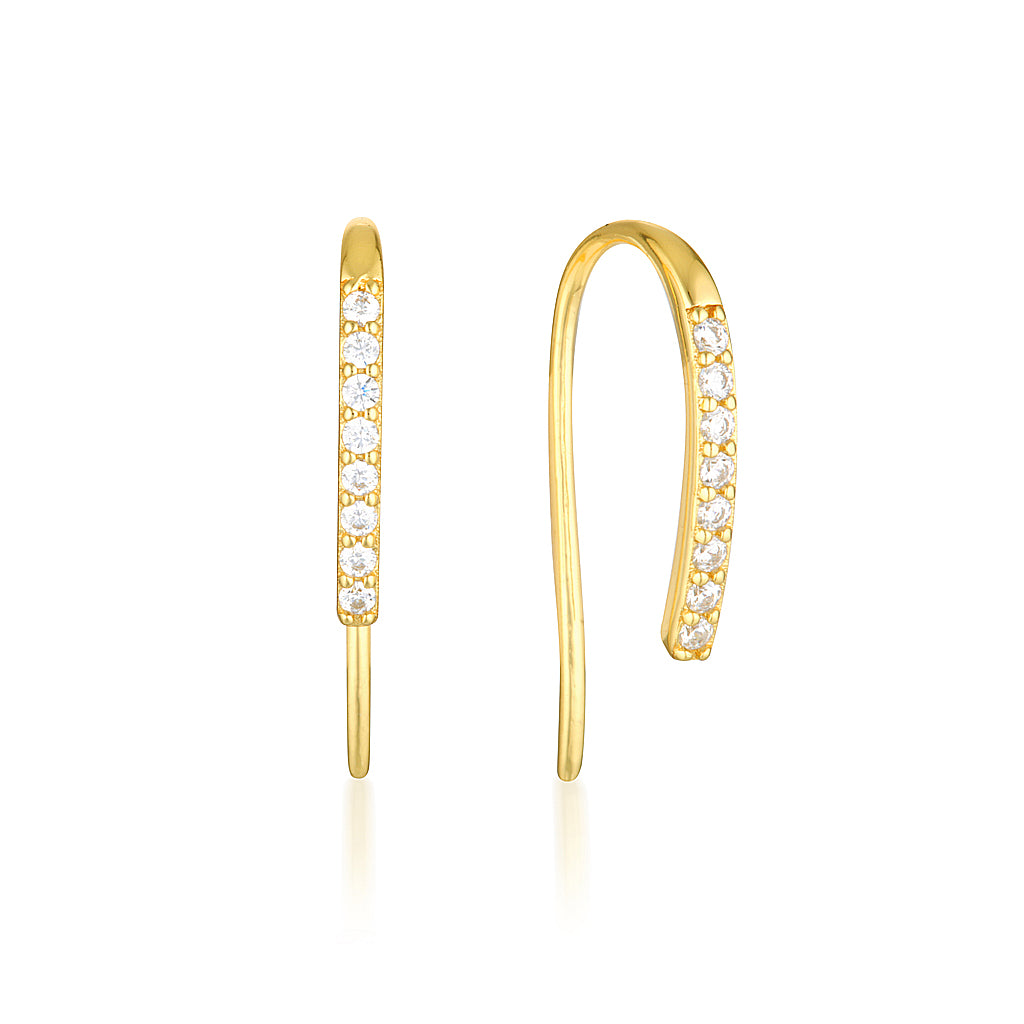 14k gold hook earrings with zirconia paving