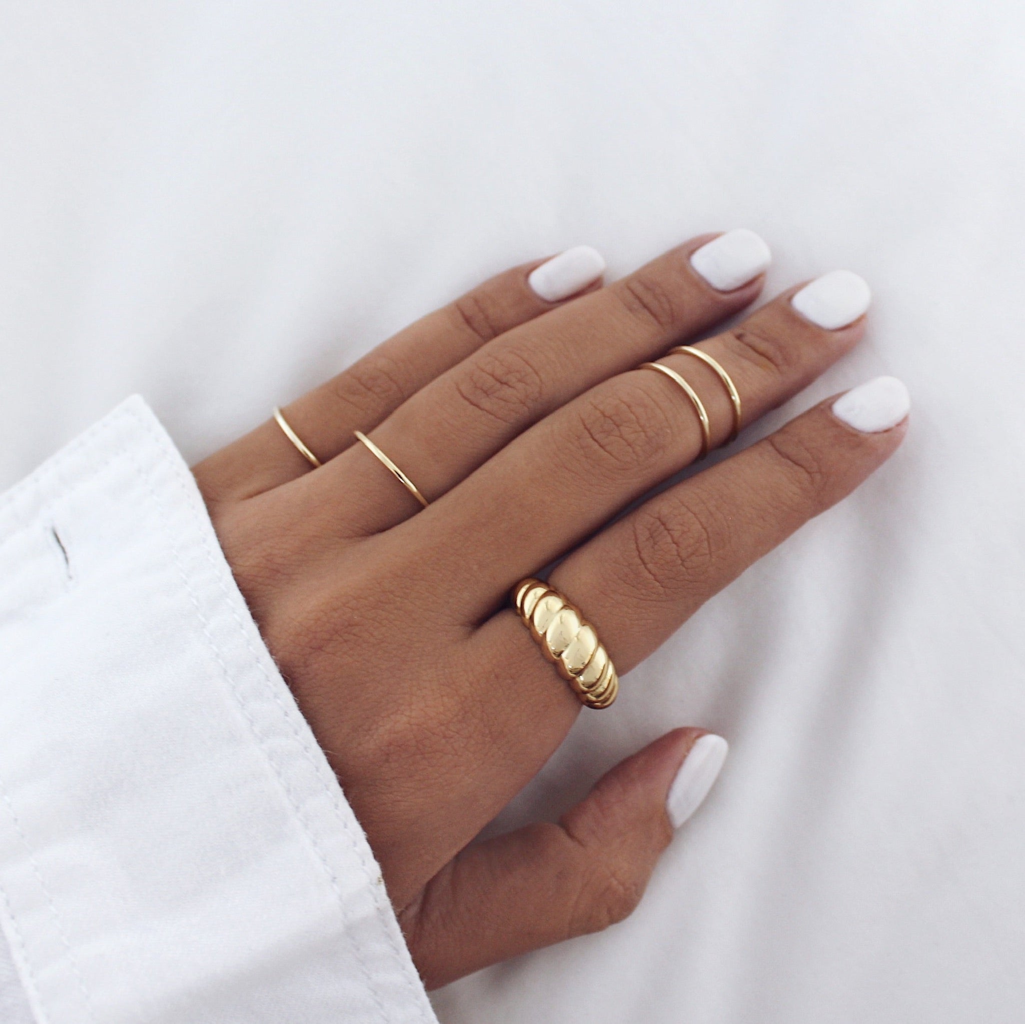 Drew Ring Set Gold – THE SILVER COLLECTIVE