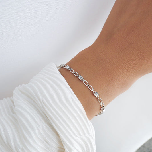 Jacinta Bracelet with Zirconia Stone Setting in Rhodium Plating