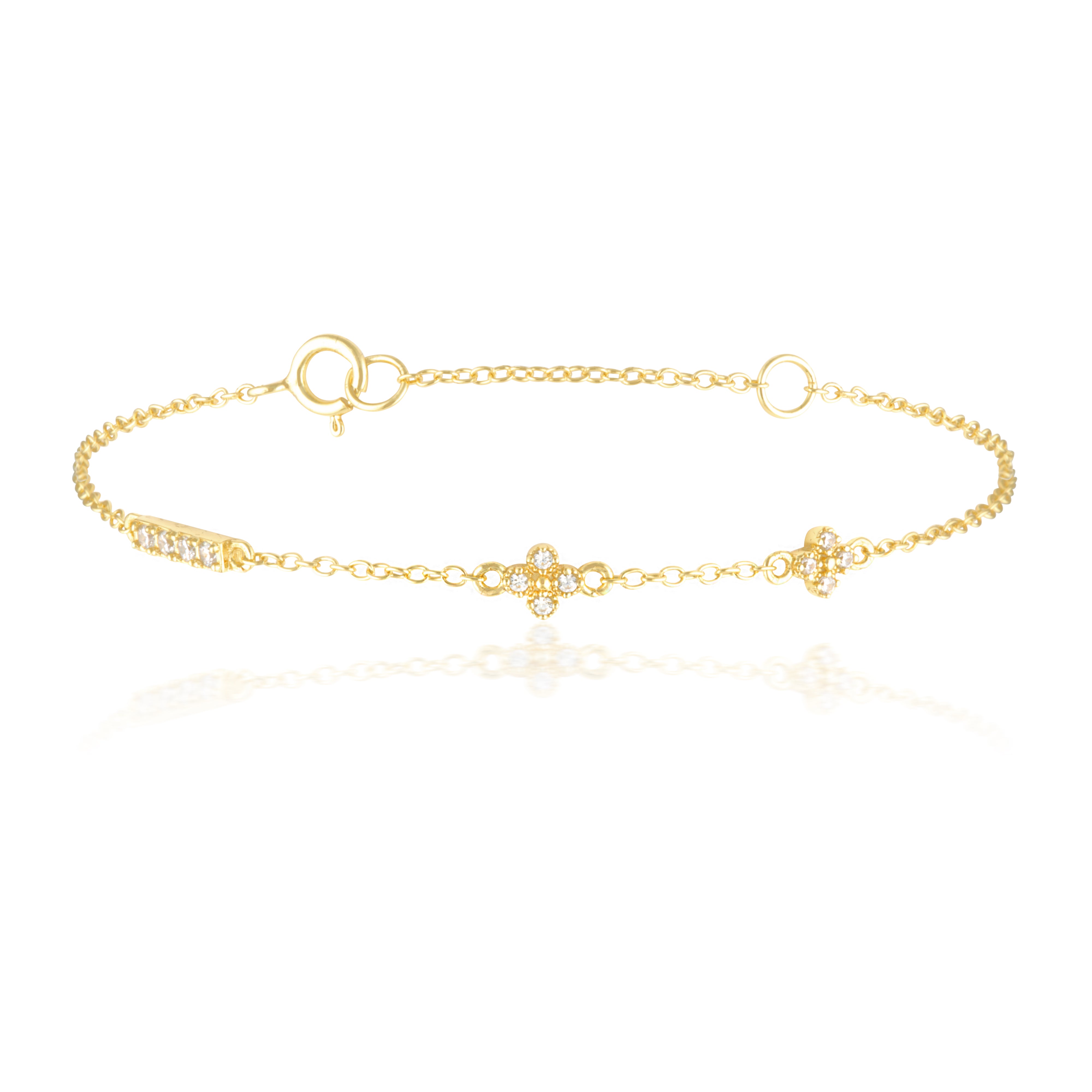 Billie Delicate Fine Bracelet Chain in Gold with Zirconia