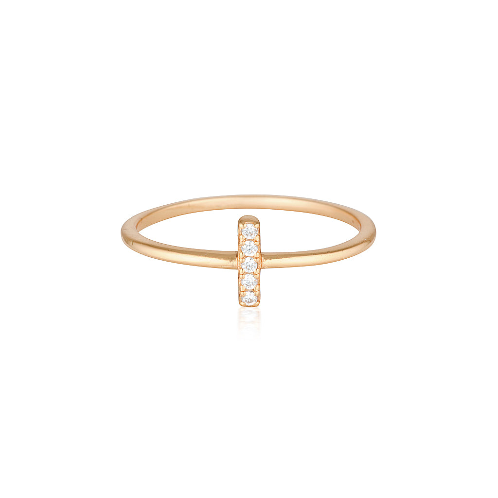Billie Ring Rose Gold with Zirconia Bar