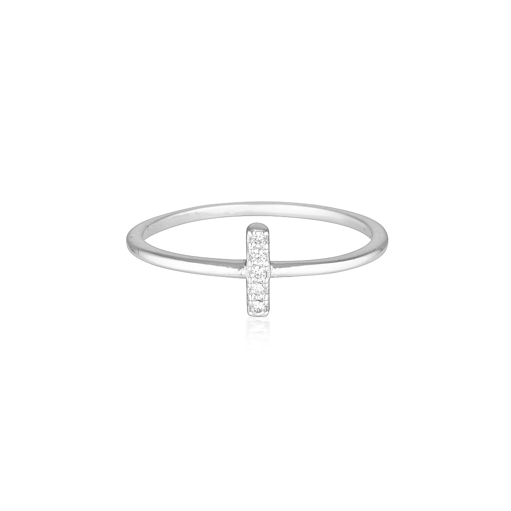 Billie Ring Silver with Zirconia Bar