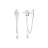 Billie Earring Silver with Zirconia Bar and Drop Chain