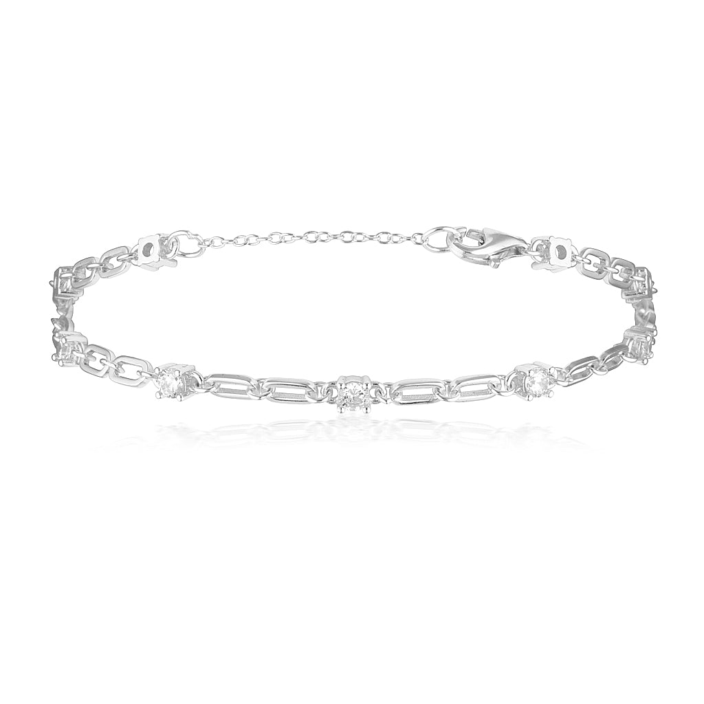 Jacinta Bracelet with Zirconia Stone Setting in Rhodium Plating
