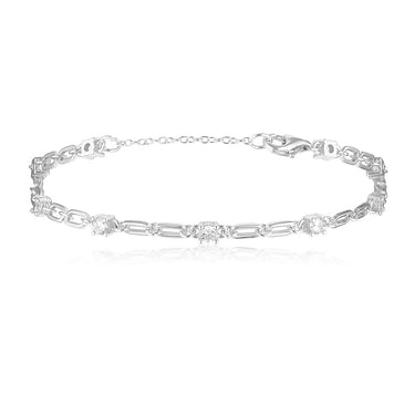 Jacinta Bracelet with Zirconia Stone Setting in Rhodium Plating