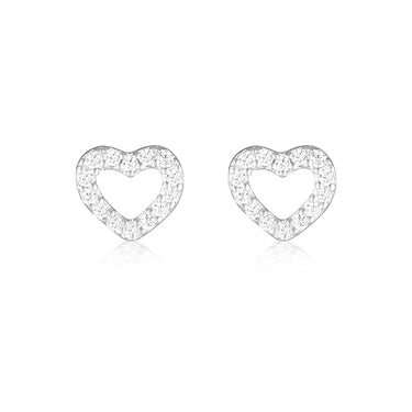 Bella Heart Studs in Silver with Zirconia